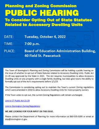 Public Hearing on Accessory Dwelling Unit State Statute