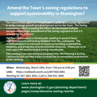 Amend the Town's Zoning Regulations to Support Sustainability in Stonington?